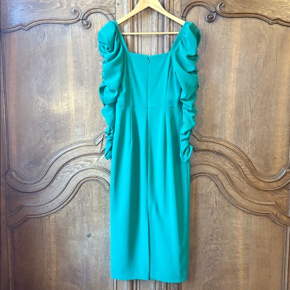 Antonio Melani Elena Crepe Square Neck Long Ruched Sleeve Midi Dress NWT - Picture 13 of 16